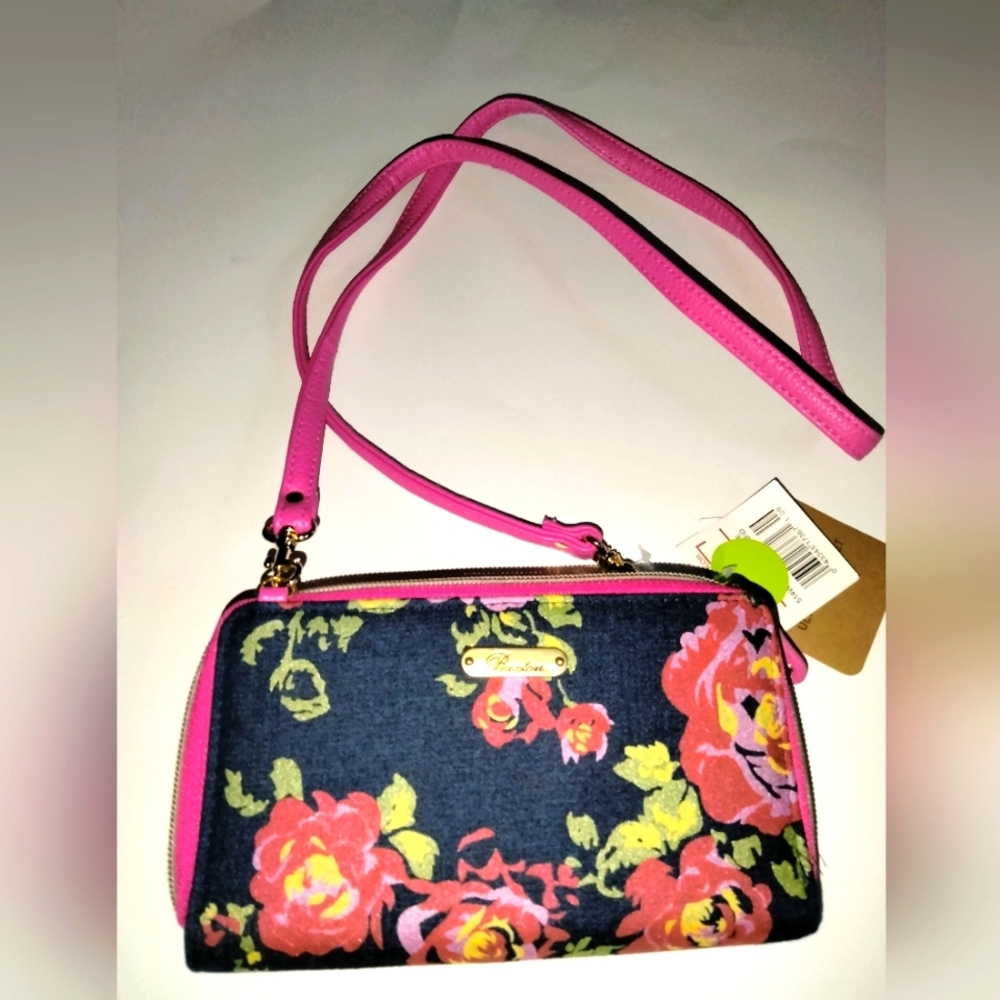 Buxton (Navy & Floral Print) Zip Around RFID Ultimate Crossbody Wallet (NEW-NWT)